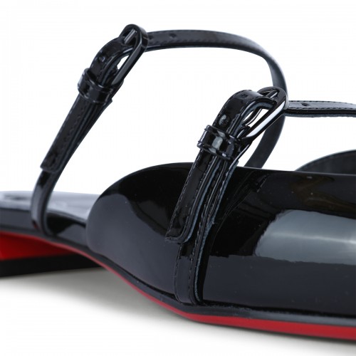 BLACK LEATHER JANE NINA FLAT PATENT