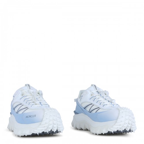 WHITE AND LIGHT BLUE LEATHER SNEAKERS 