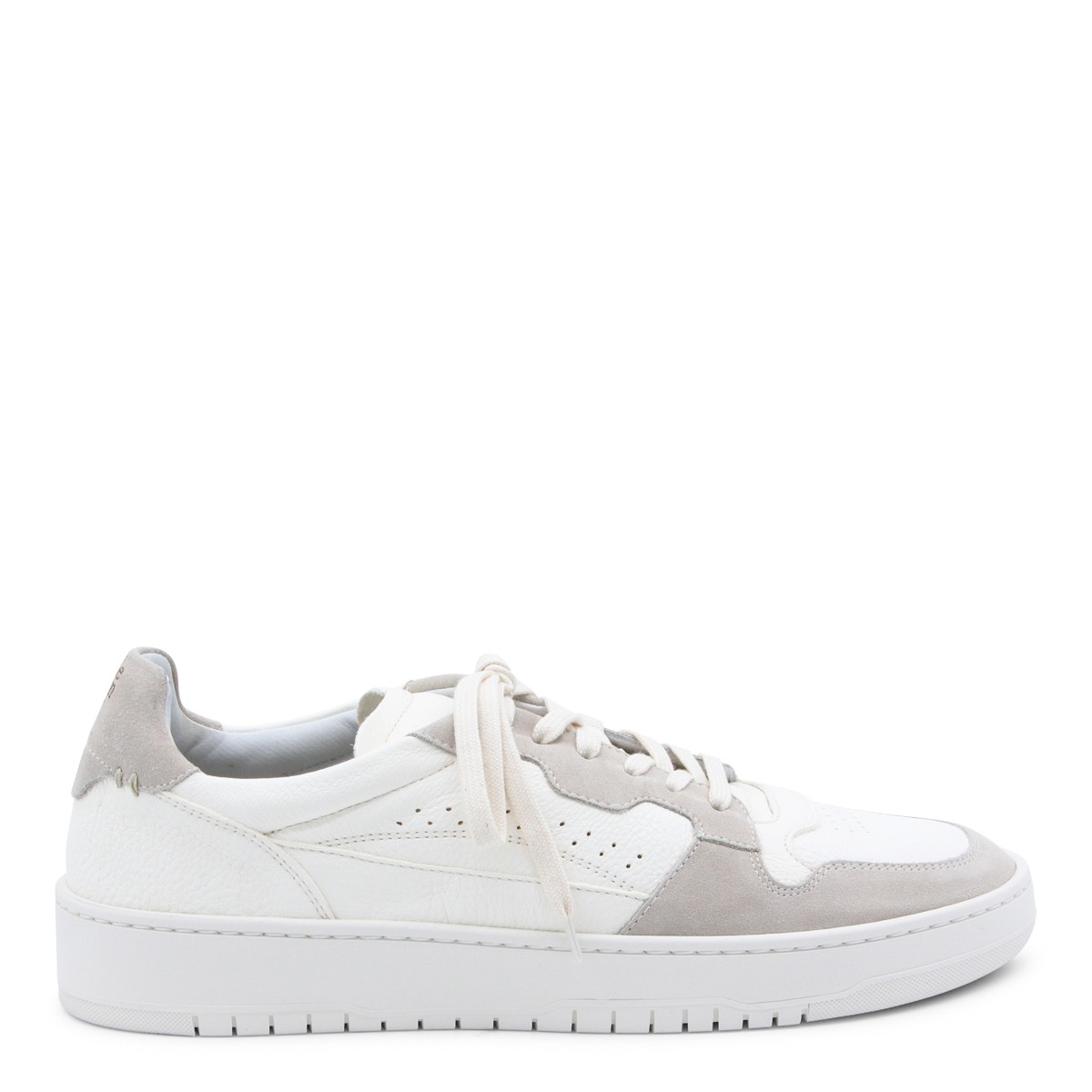 WHITE AND SAND LEATHER SNEAKERS