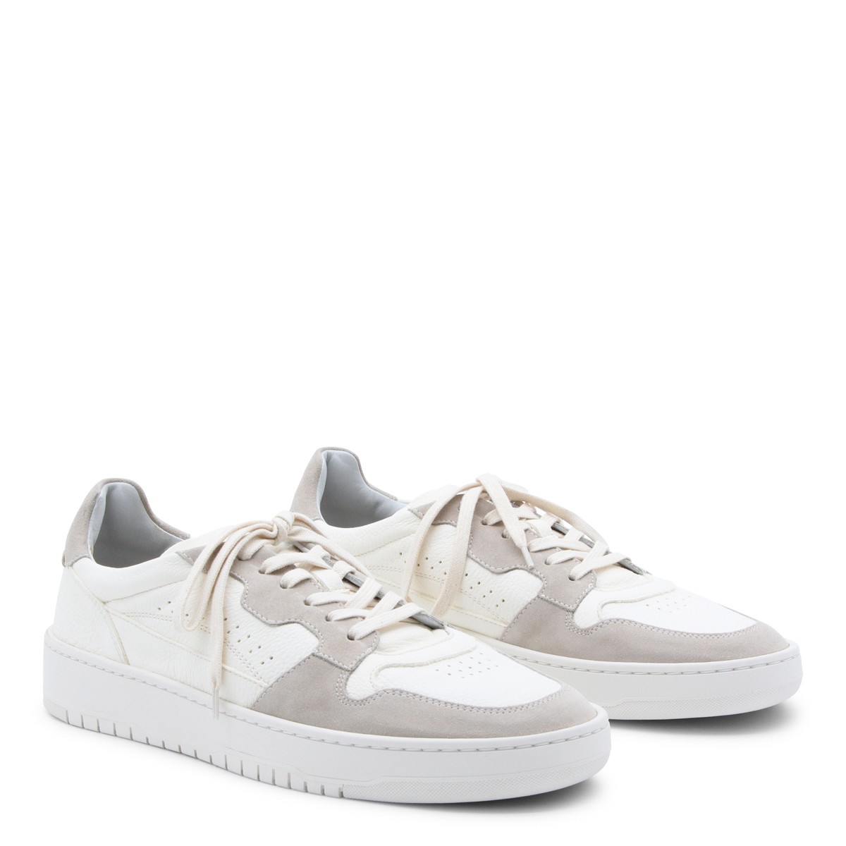WHITE AND SAND LEATHER SNEAKERS