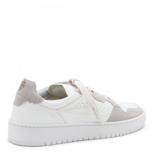 WHITE AND SAND LEATHER SNEAKERS