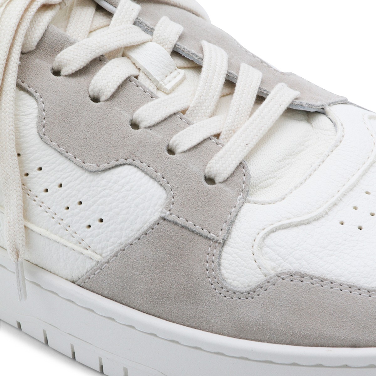 WHITE AND SAND LEATHER SNEAKERS