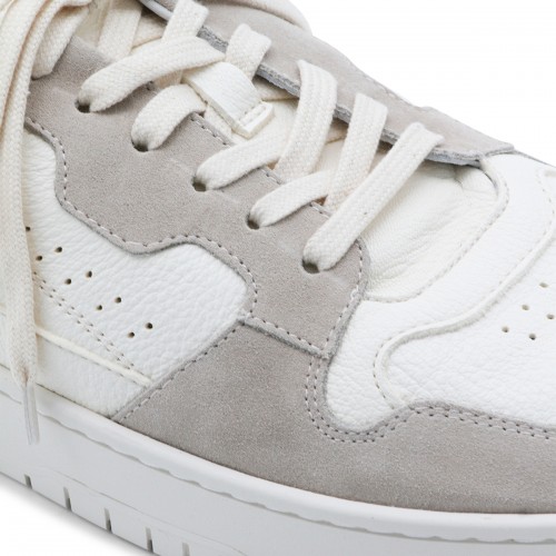 WHITE AND SAND LEATHER SNEAKERS
