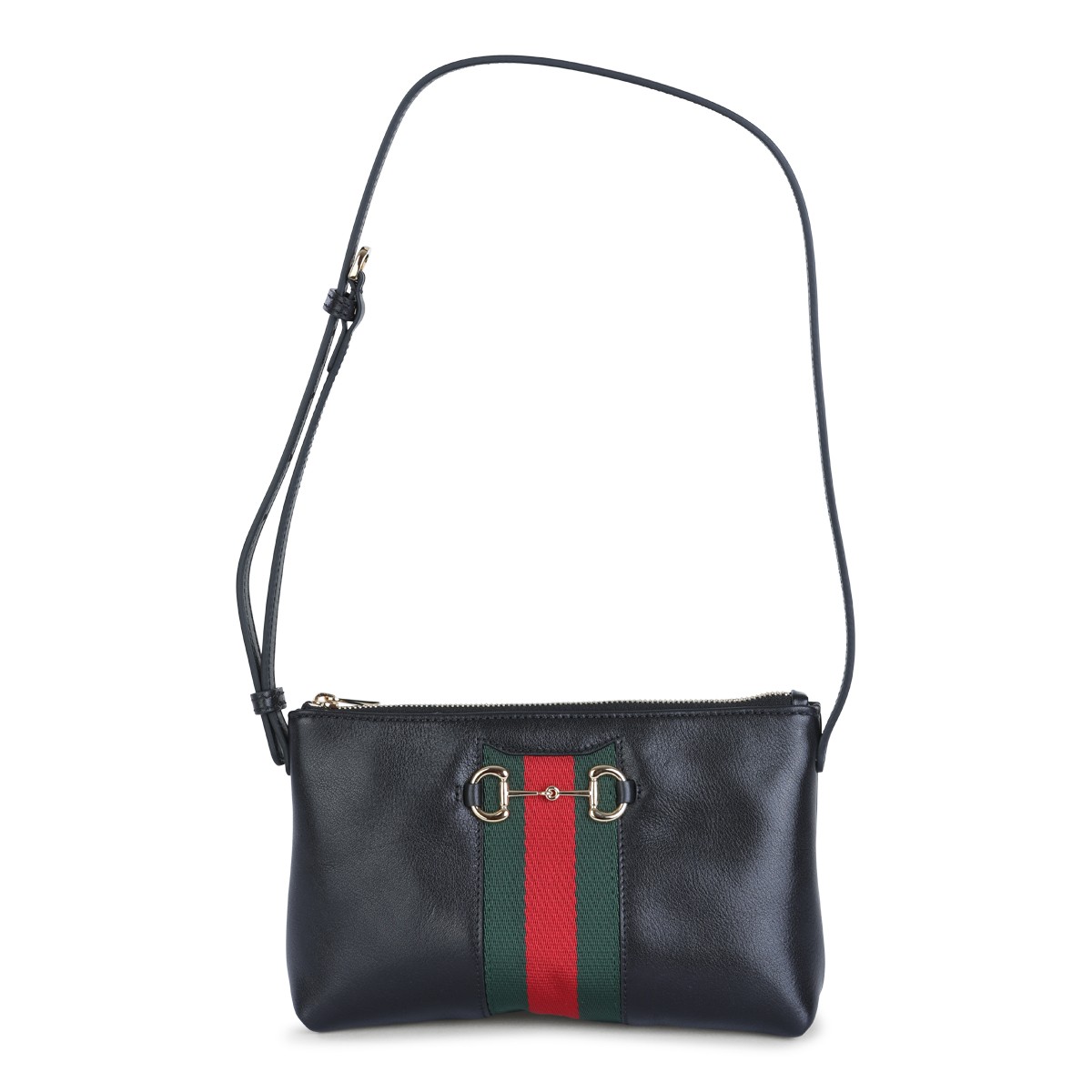 BLACK LEATHER HORSEBIT WEB MINI BAG