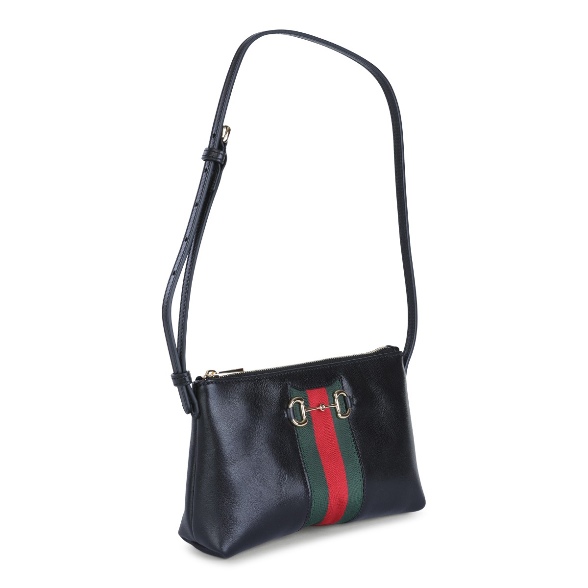 BLACK LEATHER HORSEBIT WEB MINI BAG