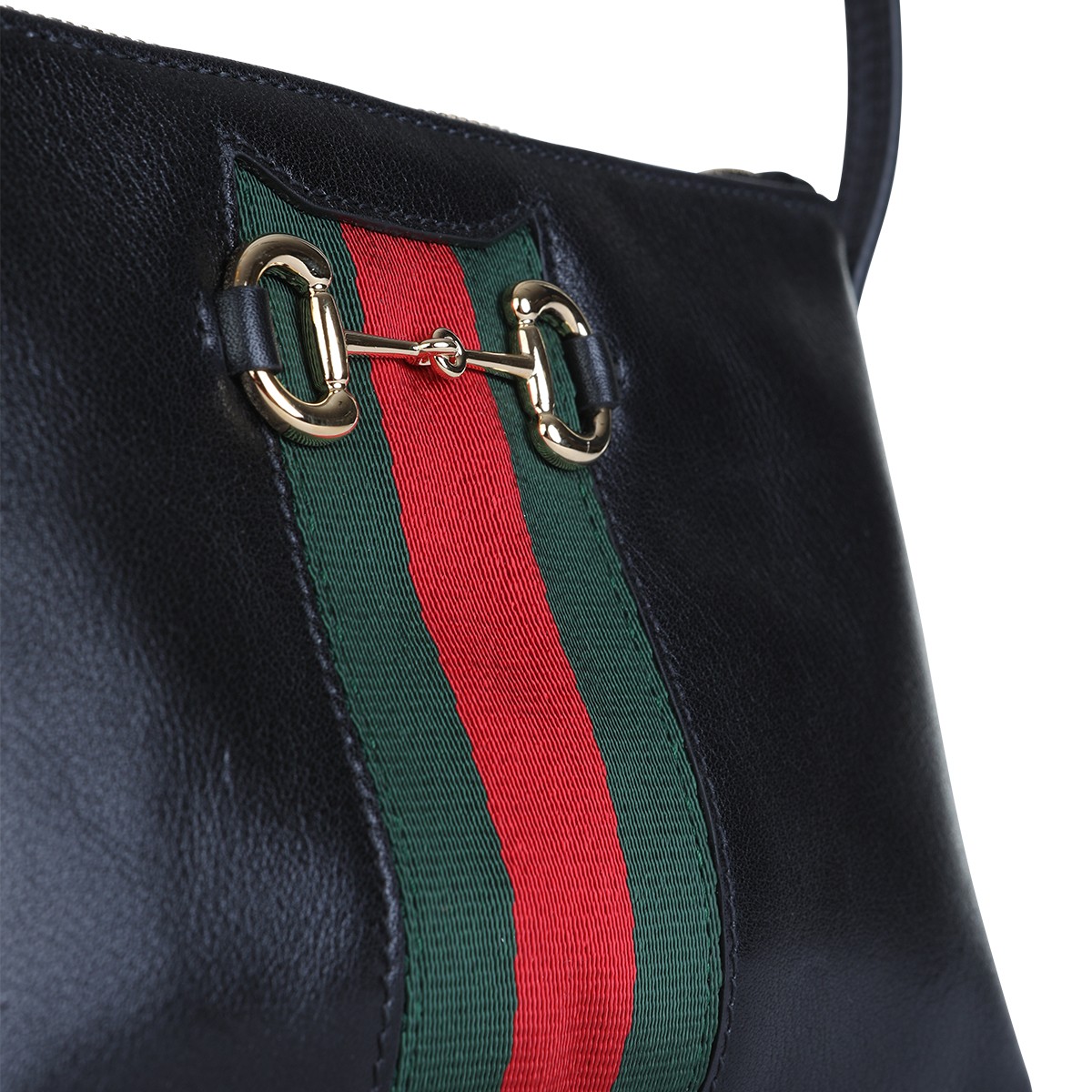 BLACK LEATHER HORSEBIT WEB MINI BAG