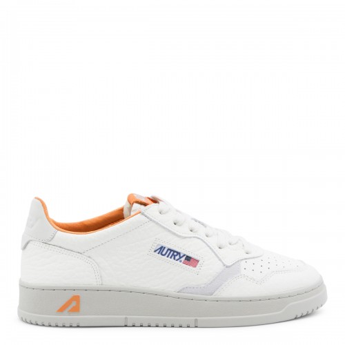 WHITE AND ORANGE LEATHER MEDALIST LOW SNEAKERS