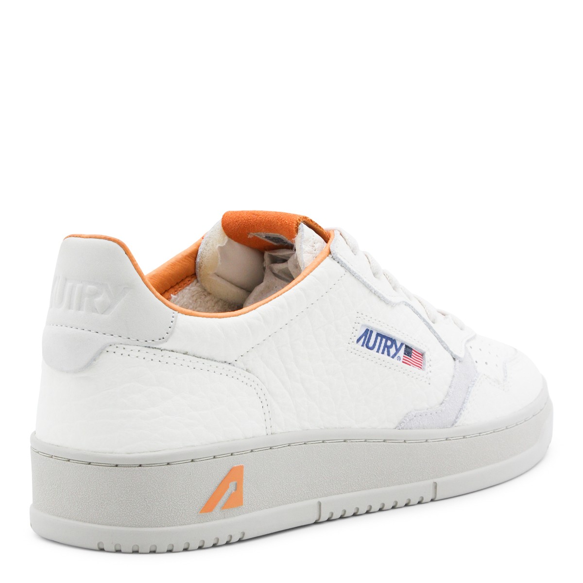 WHITE AND ORANGE LEATHER MEDALIST LOW...