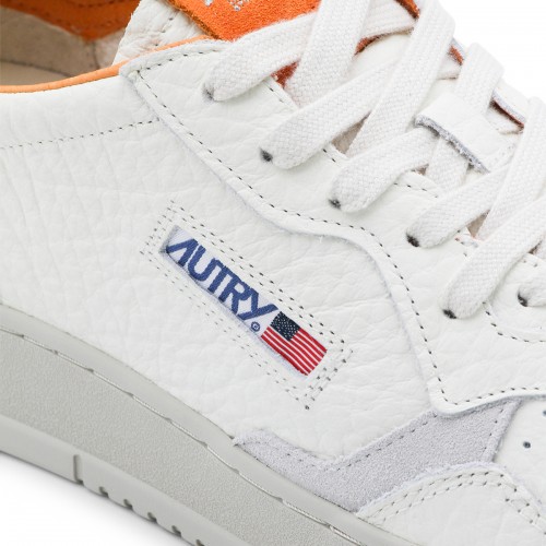 WHITE AND ORANGE LEATHER MEDALIST LOW SNEAKERS