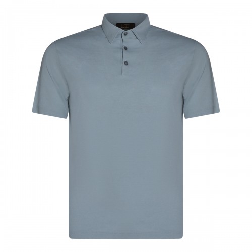 LIGHT BLUE COTTON POLO SHIRT