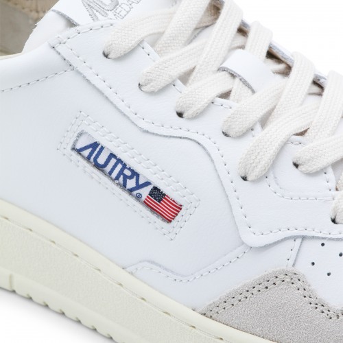 WHITE AND BLACK LEATHER AND SUEDE MEDALIST SNEAKERS