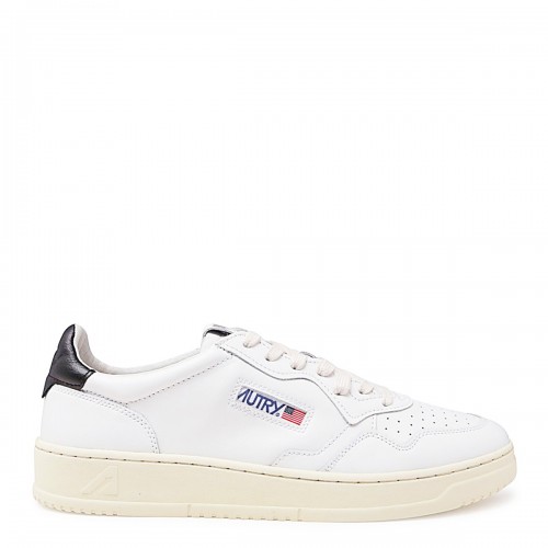 WHITE AND BLACK LEATHER MEDALIST SNEAKERS