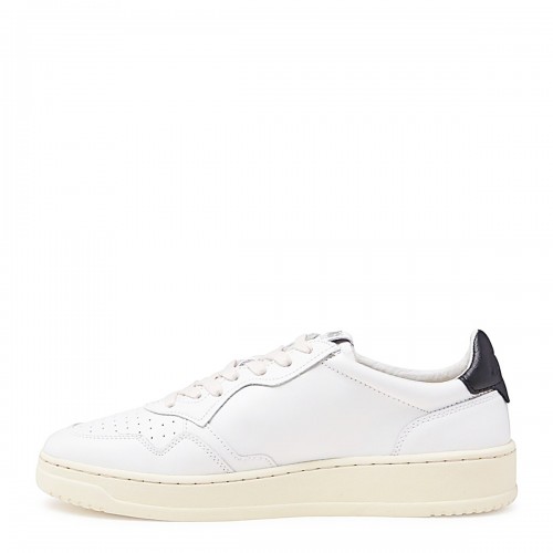 WHITE AND BLACK LEATHER MEDALIST SNEAKERS