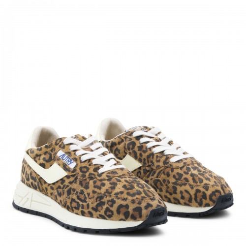 LEOPARD AND BEIGE LEATHER SNEAKERS