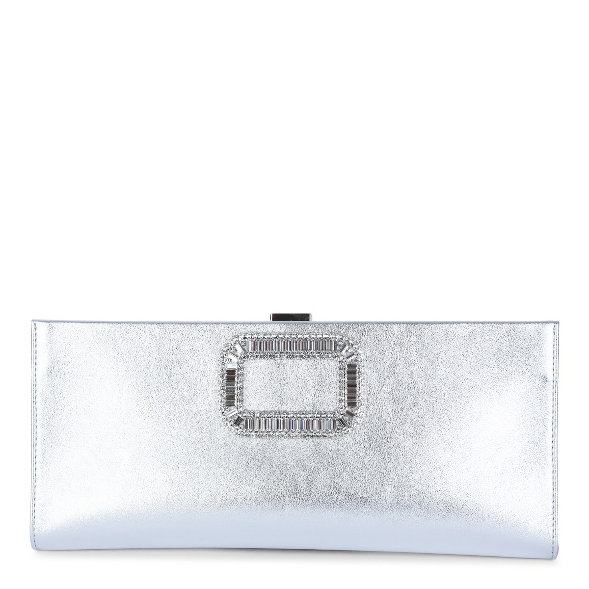 SILVER LEATHER CLUTCH