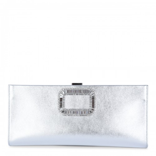 SILVER LEATHER CLUTCH