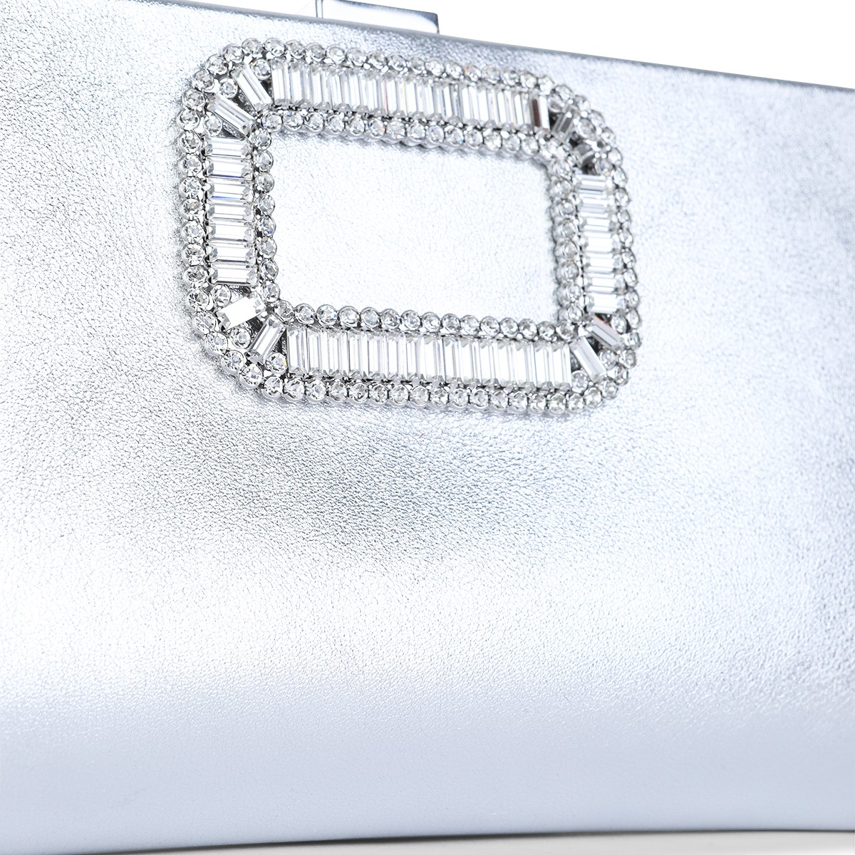 SILVER LEATHER CLUTCH