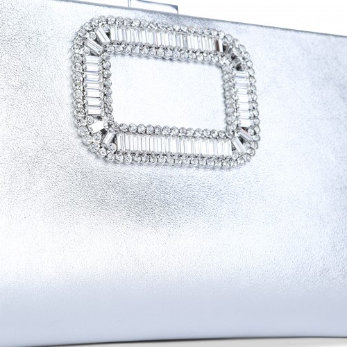 SILVER LEATHER CLUTCH