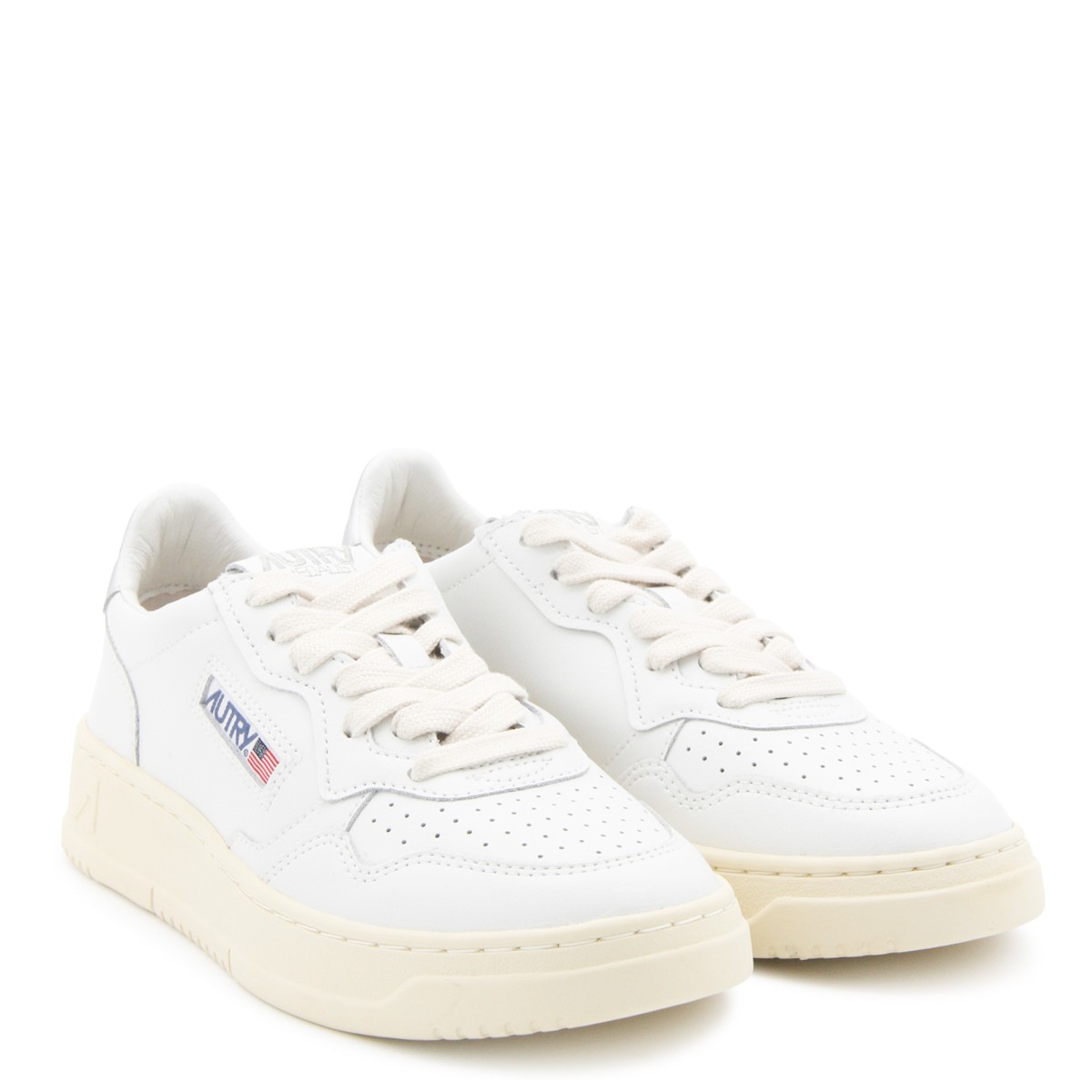 WHITE AND SILVER LEATHER 01 LOW TOP...