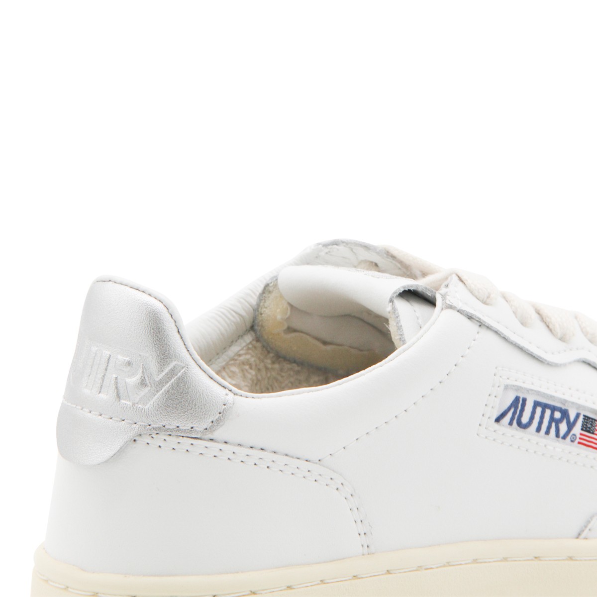 WHITE AND SILVER LEATHER 01 LOW TOP...