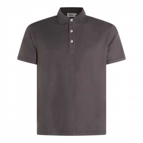 BROWN GREY COTTON POLO SHIRT