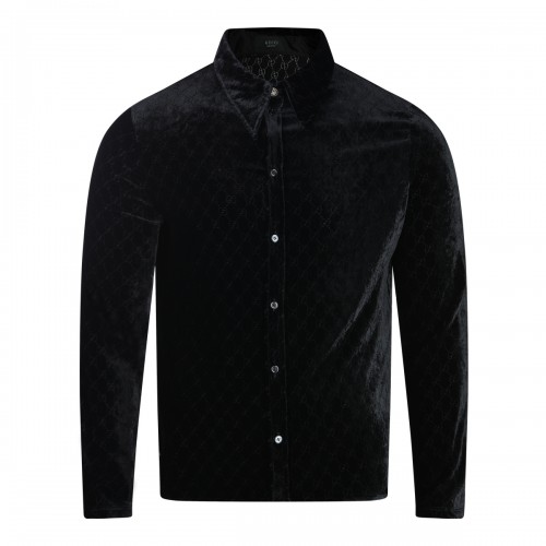 BLACK VISCOSE SILK BLEND SHIRT