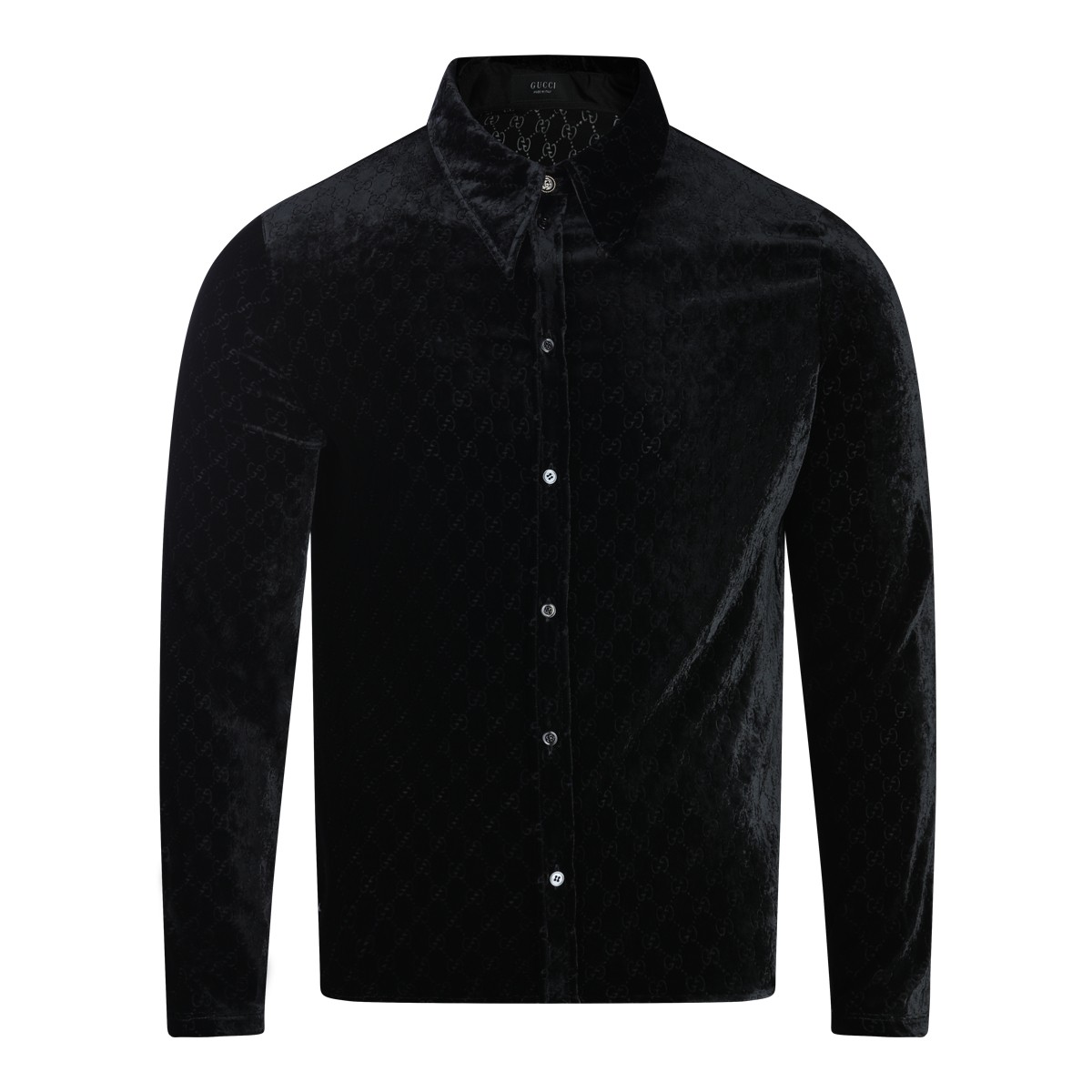 BLACK VISCOSE SILK BLEND SHIRT