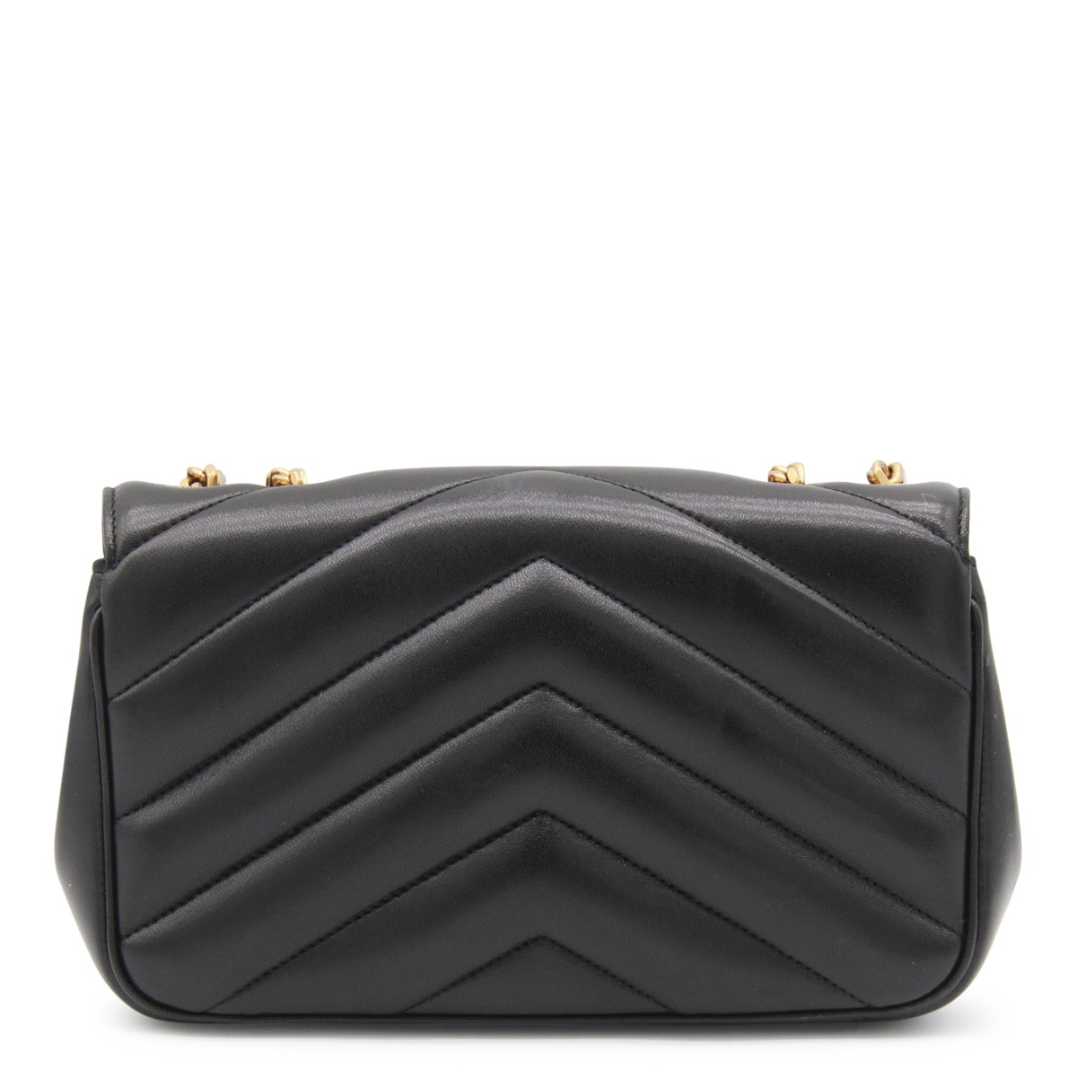 BLACK LEATHER LOULOU SMALL SHOULDER BAG