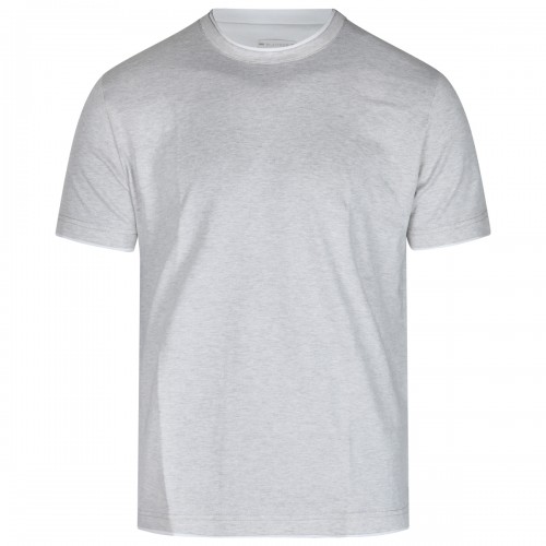 GREY AND WHITE COTTON T-SHIRT