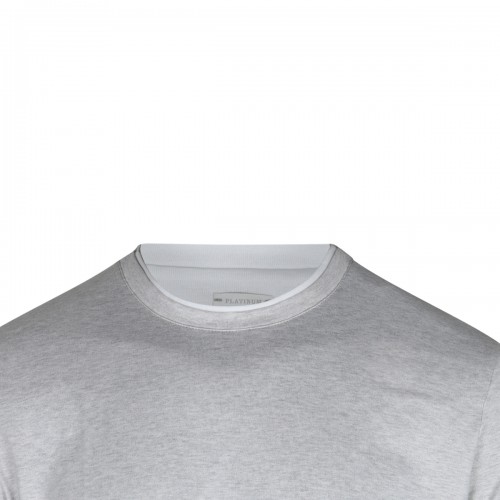 GREY AND WHITE COTTON T-SHIRT