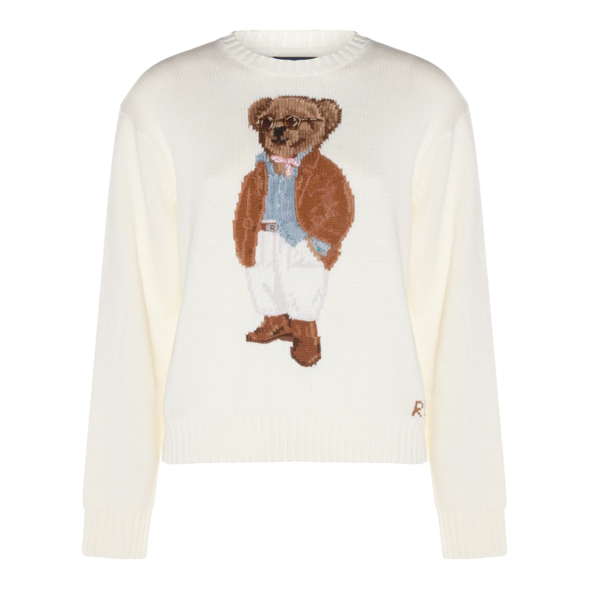 WHITE COTTON BEAR SWEATER
