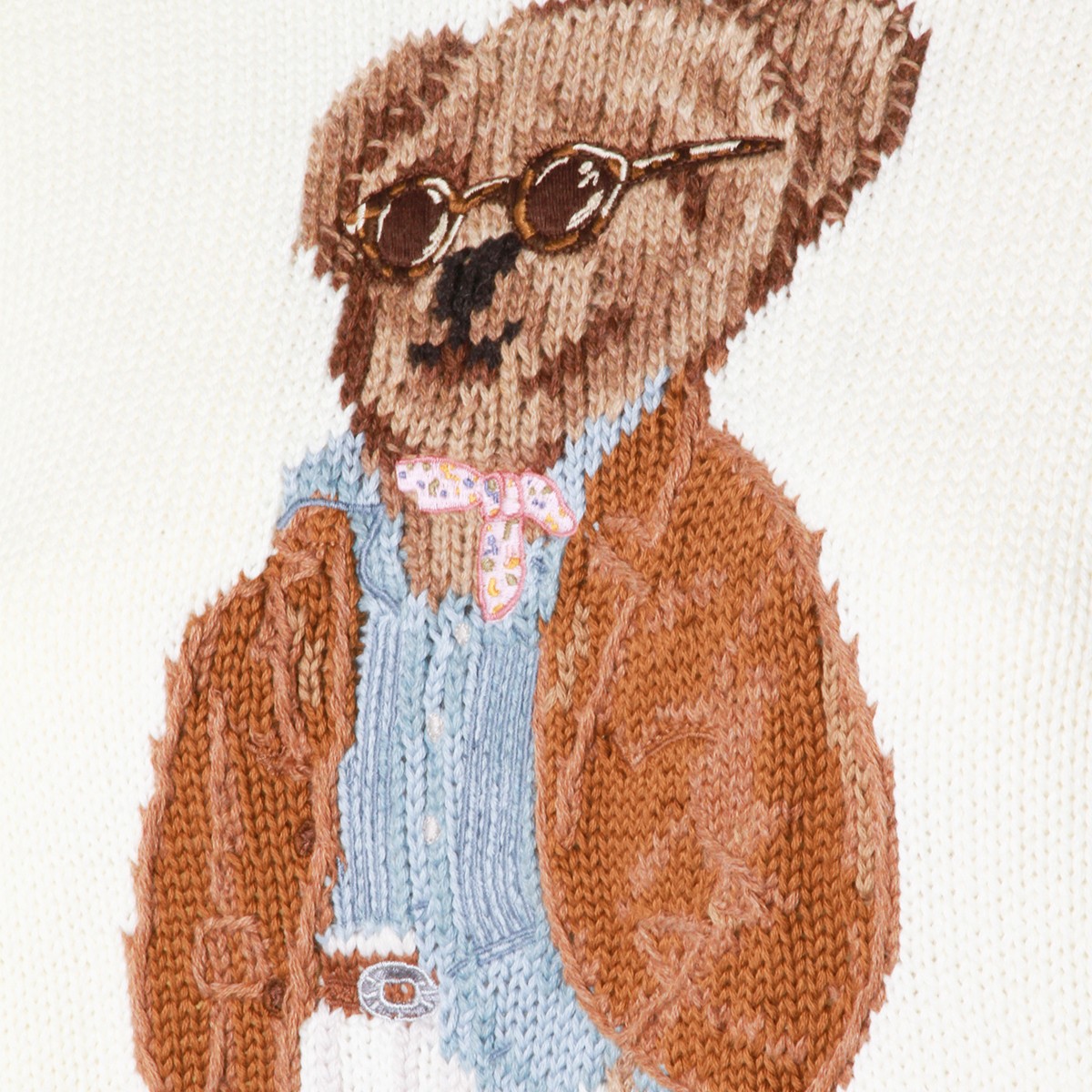 WHITE COTTON BEAR SWEATER