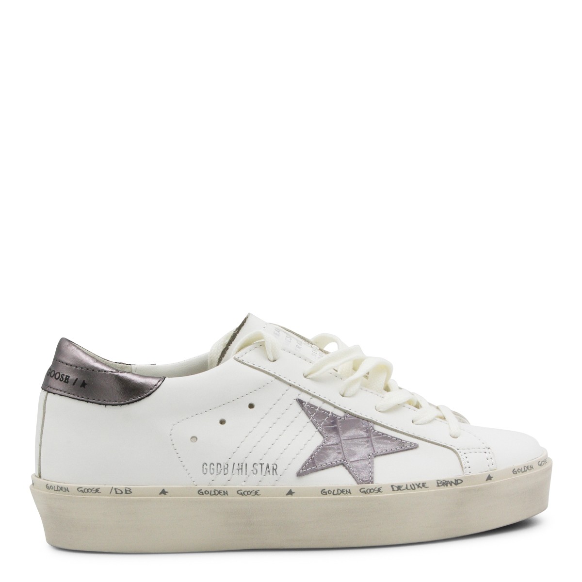 WHITE GREY AND LILAC LEATHER HI STAR...