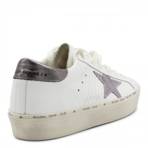 WHITE GREY AND LILAC LEATHER HI STAR SNEAKERS