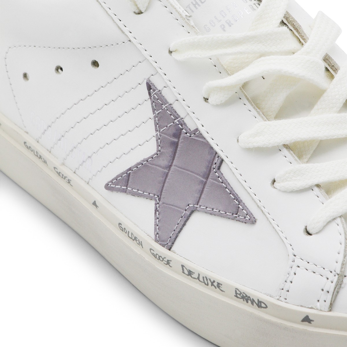 WHITE GREY AND LILAC LEATHER HI STAR...