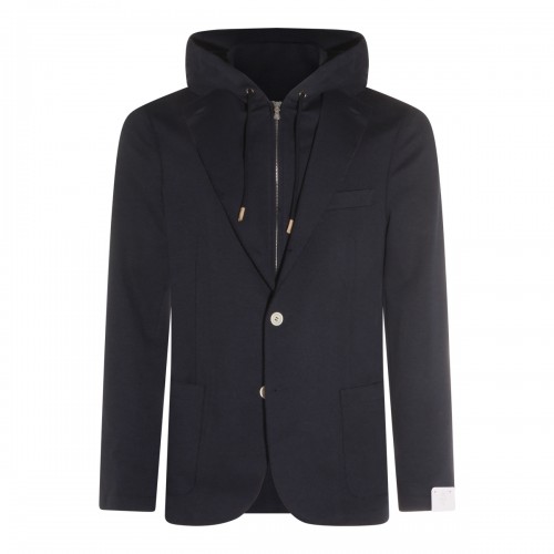 BLUE COTTON BLEND BLAZER