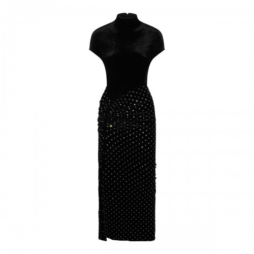 BLACK VISCOSE MAXI DRESS