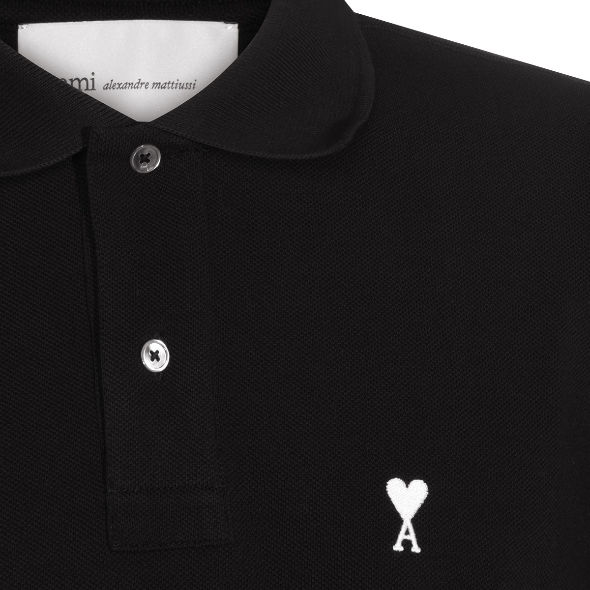 BLACK COTTON AMI DE COEUR POLO SHIRT