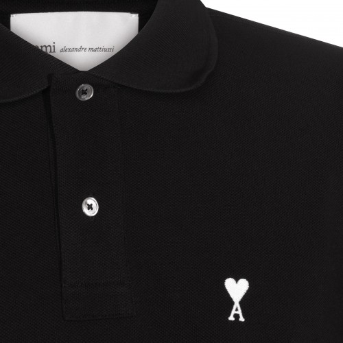 BLACK COTTON AMI DE COEUR POLO SHIRT