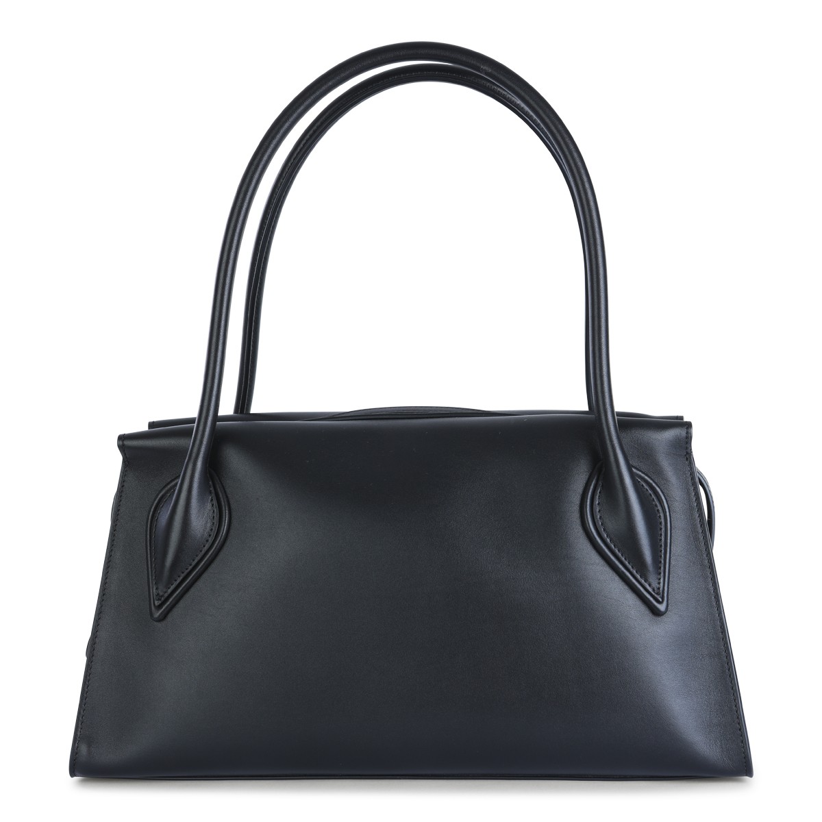 BLACK LEATHER VENUS MEDIUM SHOULDER BAG