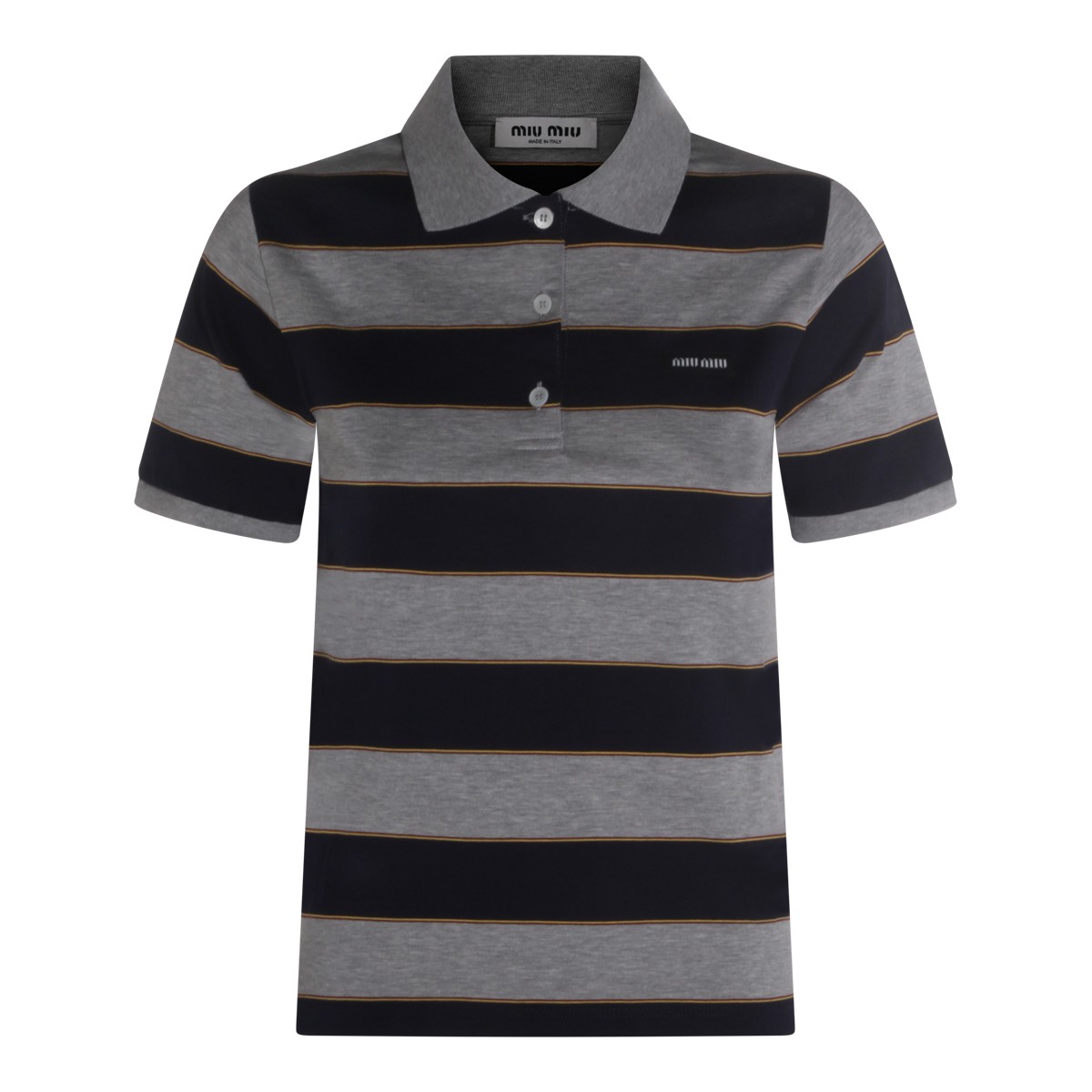 BLUE AND GREY COTTON STRIPE POLO SHIRT 