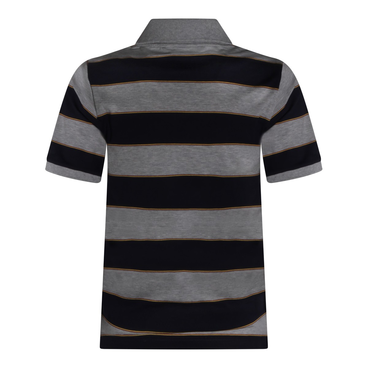 BLUE AND GREY COTTON STRIPE POLO SHIRT 
