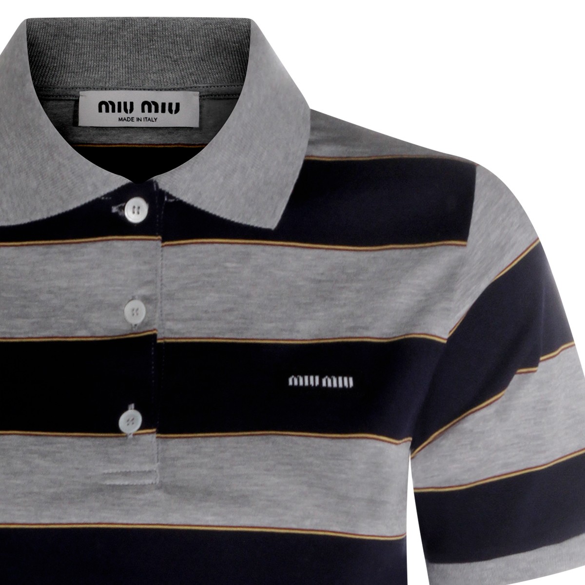 BLUE AND GREY COTTON STRIPE POLO SHIRT 