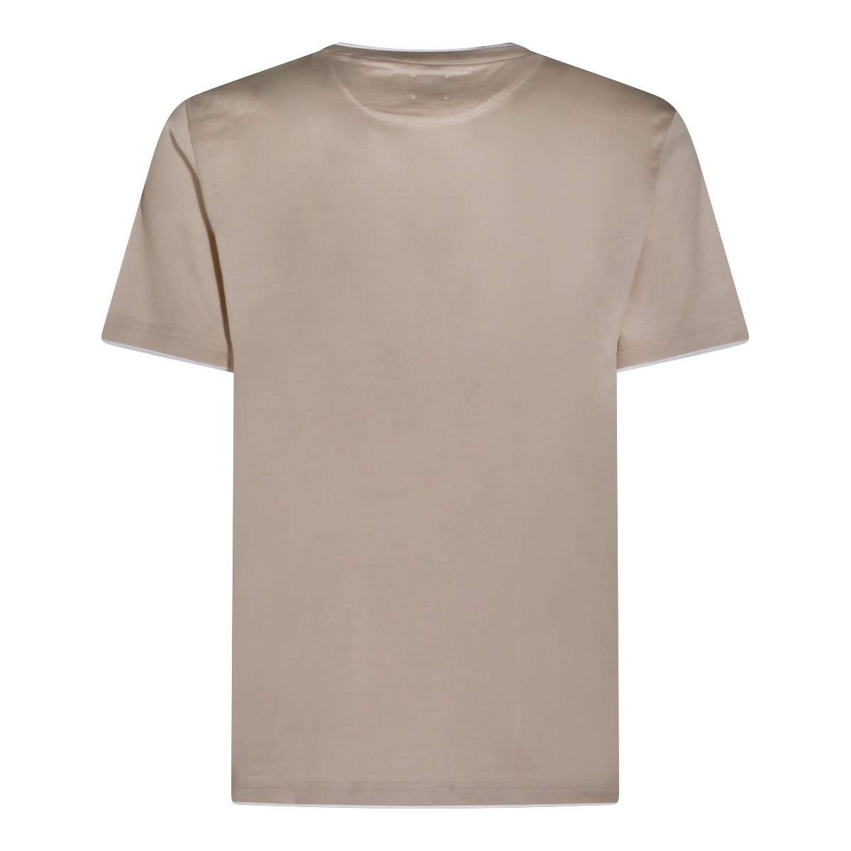 WHITE AND BEIGE COTTON T-SHIRT
