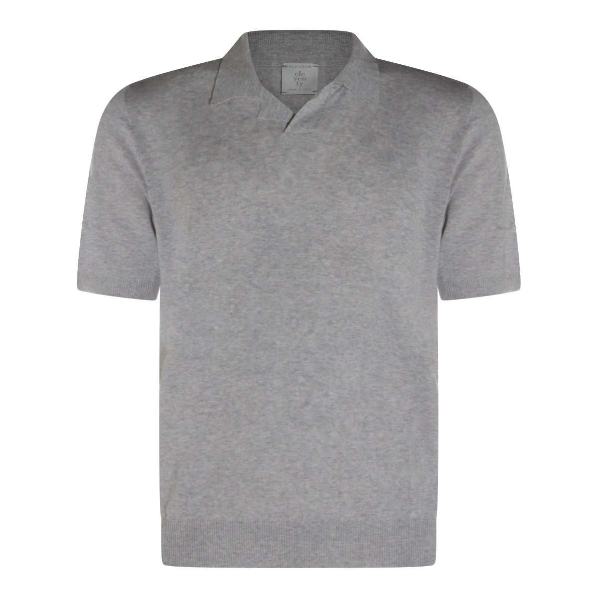 GREY LINEN COTTON BLEND POLO SHIRT
