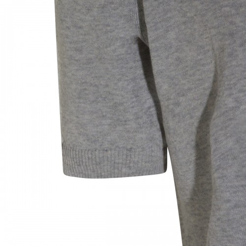 GREY LINEN COTTON BLEND POLO SHIRT