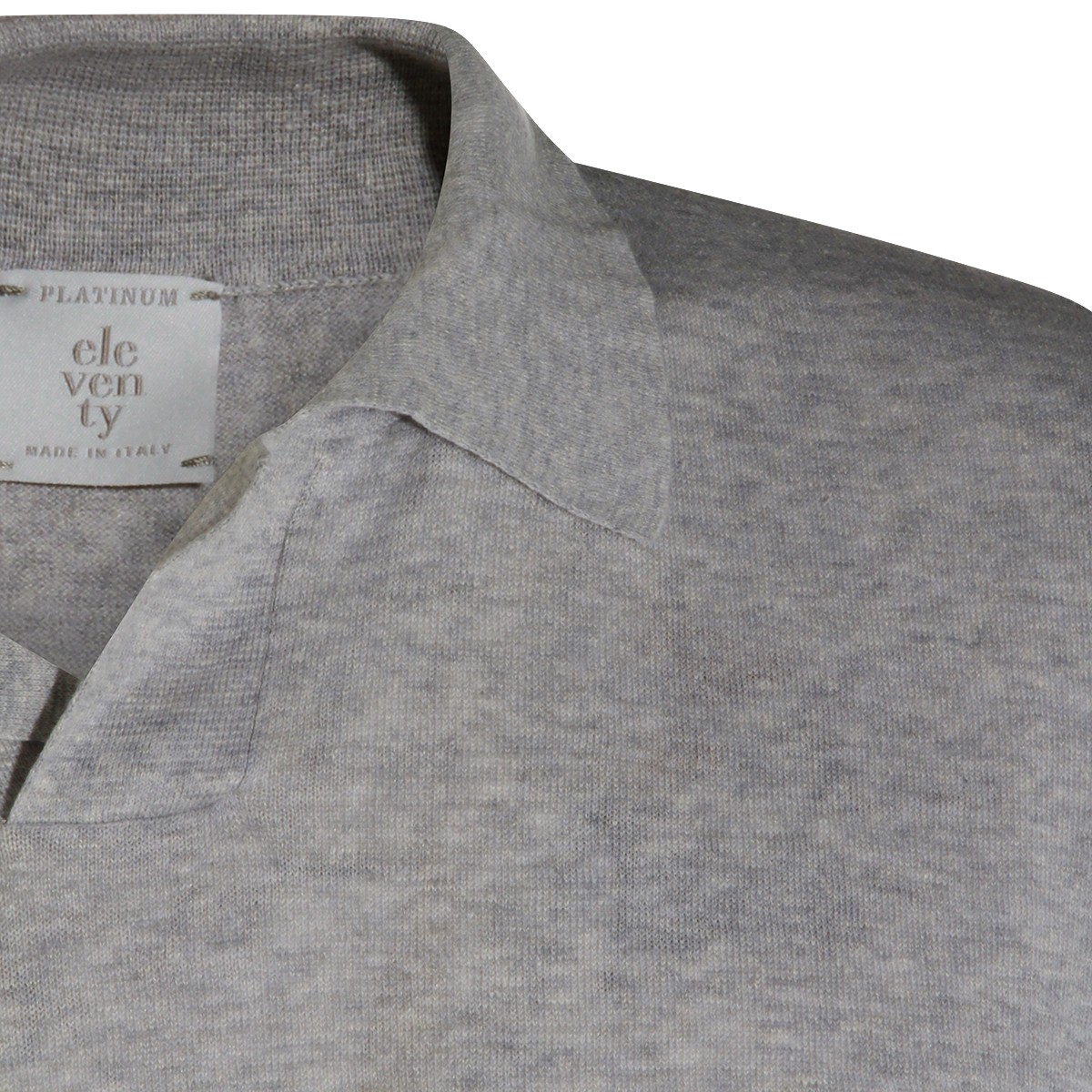 GREY LINEN COTTON BLEND POLO SHIRT