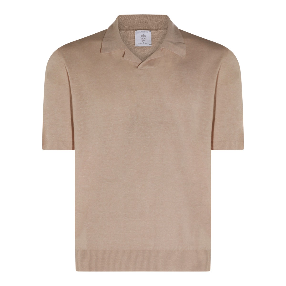 SAND LINEN COTTON BLEND POLO SHIRT