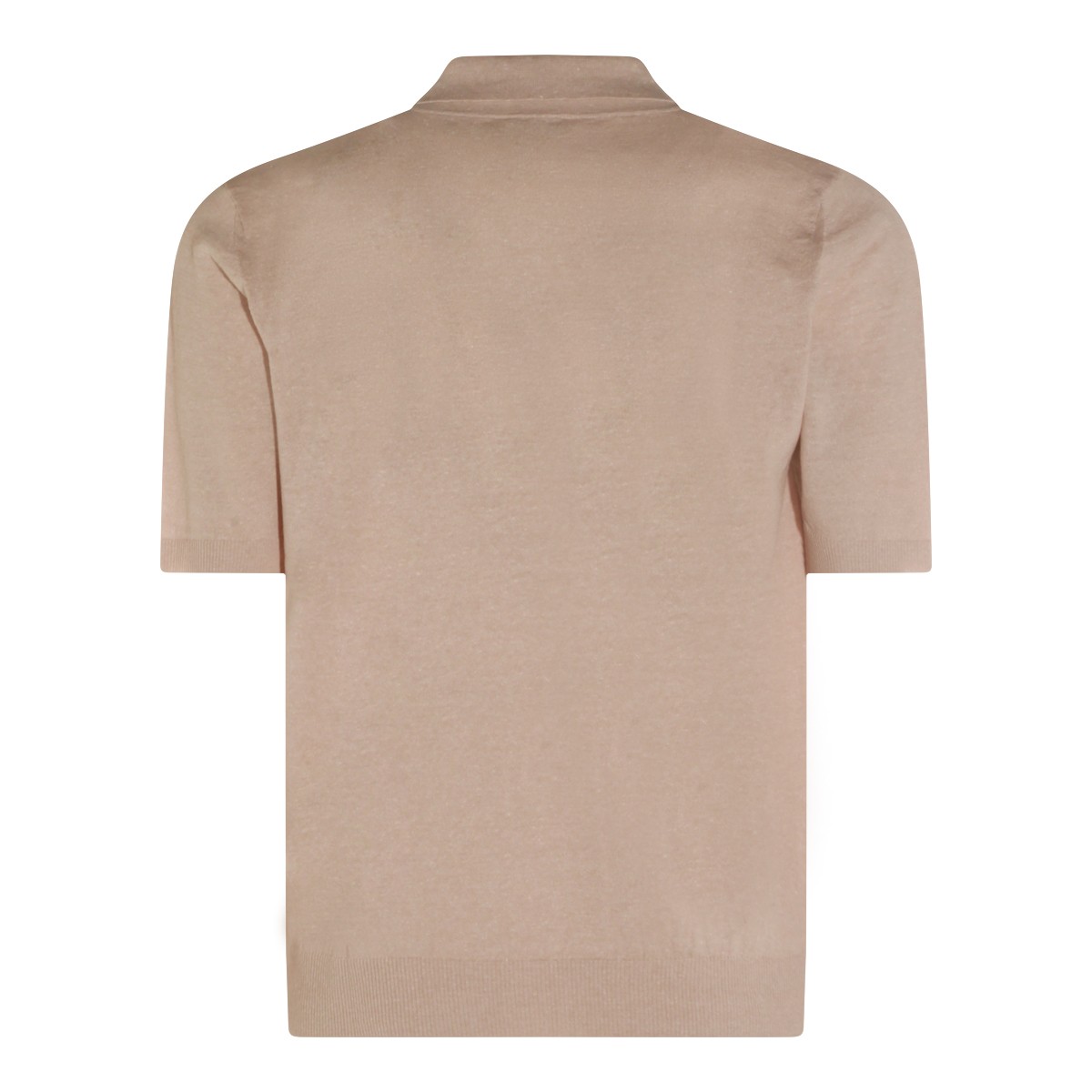 SAND LINEN COTTON BLEND POLO SHIRT