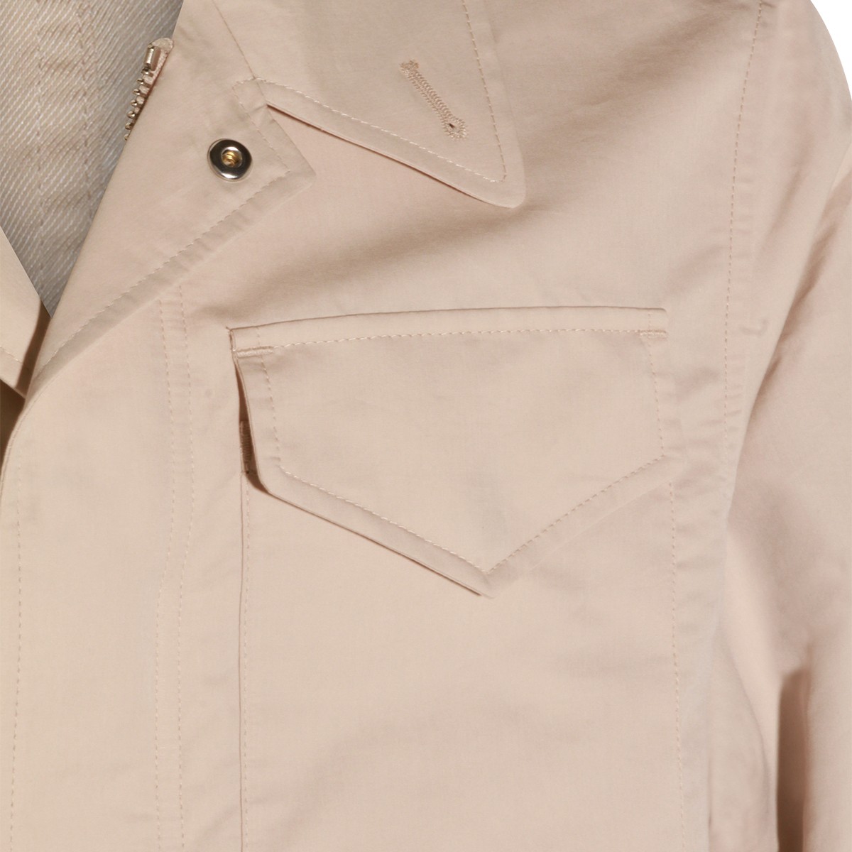 SAND COTTON AND SILK BLEND CASUAL JACKET
